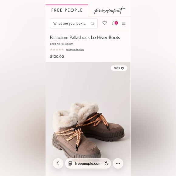 Palladium Fur-Lined Boots Free People - Picture 2 of 2